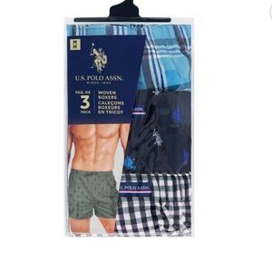 U.S. Polo Assn. Men's Woven Boxers 3-Pack - Green, Black, Blue